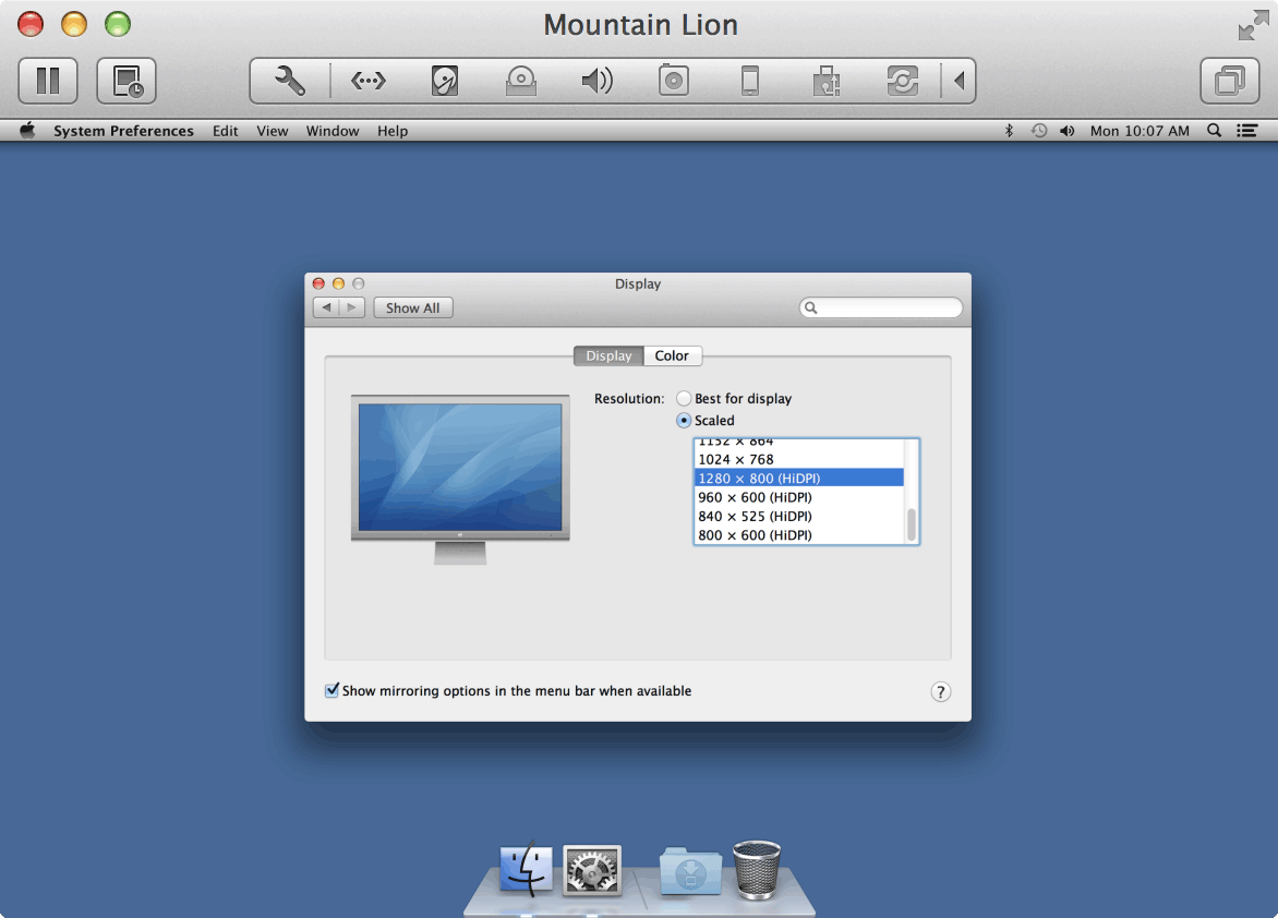 best vm resolution for mac